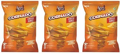 snac atac Cheese Burst, Corn Cone Snacks -100 g Each (Pack of 3) Chips