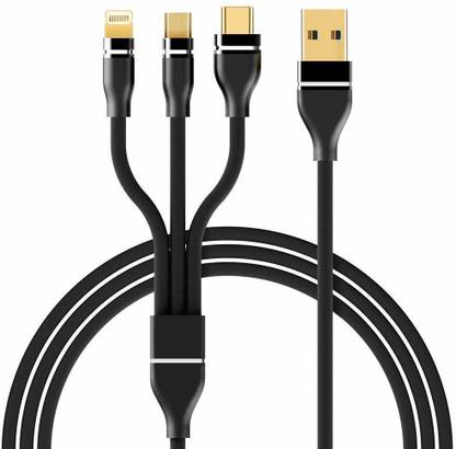MECKWELL Micro USB Cable 1.2 m 3 In 1 USB Fast Charger Cord with 1.2 m Lightning Cable