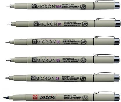 SAKURA Pigma Micron Set with Brush Fineliner Pen