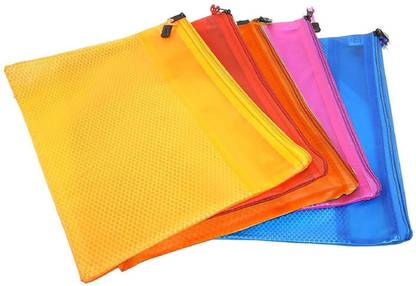 VJTI Transparent Pouch A5 size, Clear Color Zippered Mesh Documents Holder/Pouches/Bags, transparent Art Polyester Pencil Boxes