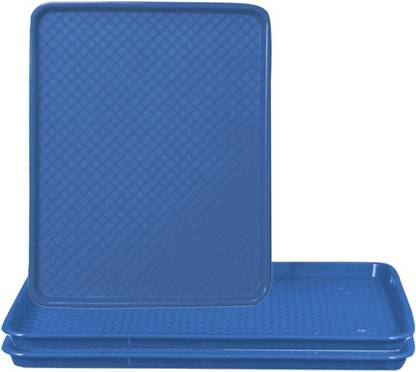 Urmila Plastic Rectangular Plastic multipurpose Serving Tray blue color 3 Tray