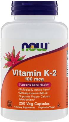 Now Foods Vitamin K-2, 100 mcg , 250 Veg Capsules