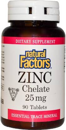 Natural Factors Zinc Chelate, 25 mg, 90 Tablets