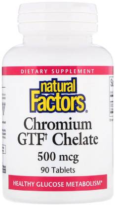 Natural Factors Chromium GTF Chelate, 500 mcg, 90 Tablets