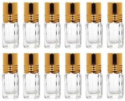 Rentra Empty Attar Glass Bottle (5 ml,Pack of 12, Gold) 5 ml Bottle