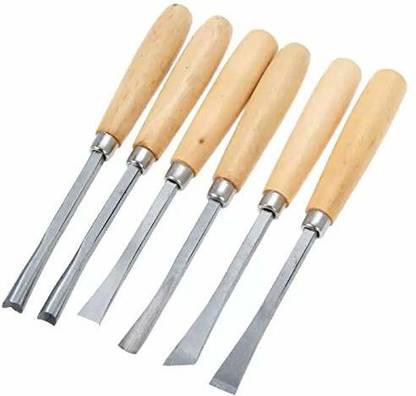 Gadariya King 6 Pcs Professional Wood Handle Carving Chisels Tools, Woodworking Sculpting Wood Carving Chisel Set Combination Chisel Set