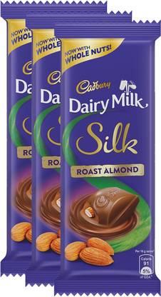 Cadbury DAIRY MILK SILK ROASTED ALMONDS (PACK OF 10PCS) 143g Bars