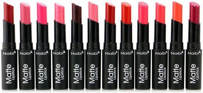 Nabi 12pc Cosmetics Professional Matte Lipstick Set of 12 Amazing Col