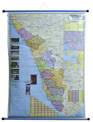 ROLLUP POLITICAL MAP OF KERALA (PIPE MOUNTED) Photographic Paper