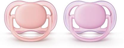 Philips Avent Ultra Air Pacifier for Girl, 6-18 Months, Pink, 2 Pack Soother