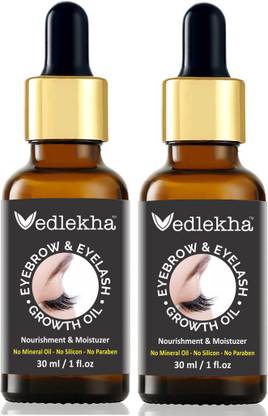 Vedlekha 100% Pure Eyebrow & Eyelash Growth Oil(Packof-2) 60 ml
