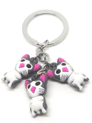 Trunkin TRN3273 Cute Fancy Classy 3 Multiple Pussy Cat Rubber Keyring Key Chain