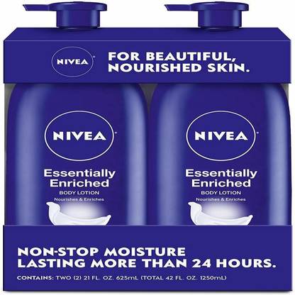 NIVEA Essentially Enriched Body Lotion,hydra IQ Plus, 2 Botlles of 21