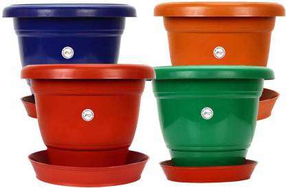 Abasr Gamla / Planter / Pot 10 - inch with Round Plastic Plant Saucer / Bottom Plate 5-inch for Garden Balcony Flowering Pot Plant Container Set