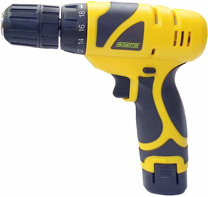 Shoperszone Cordless Drill Screw Driver 10mm Keyless Chuck 12V with Batteries (Yellow) Pistol Grip Drill