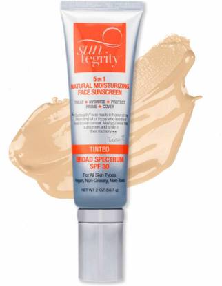 Suntegrity Sunscreen - SPF 50 PA+++ - "5 in 1" Natural Moisturizing Face Sunscreen - Tinted - LIGHT [CAT_851]