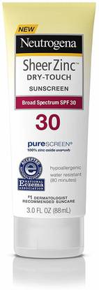 NEUTROGENA Sunscreen - SPF 50 PA+++ Sheer Zinc Dry Touch Spf#30 Sunscreen 3 Ounce (88ml) [CAT_851]