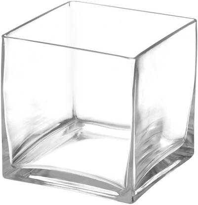 leechy Handmade Decorative Glass Vase Unique Cube Design Table Top Flower Pot Glass Vase
