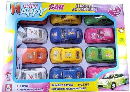 ALLAMWAR 12pcs Happy Mini Cars Toys Without Battery