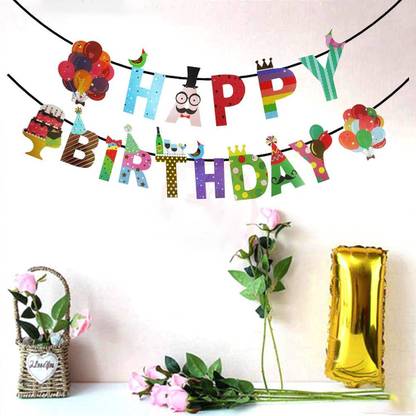 Party Propz Latest Design Happy Birthday Banner for Kids Birthday Decoration Items for Girls Or Boys Banner
