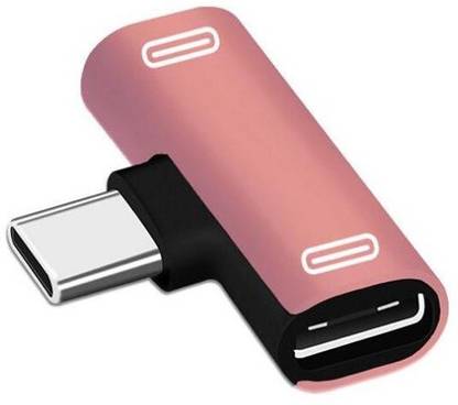 TECHGEAR USB Type C Cable 0 m 2 in 1 Type C Adapter USBC Audio Charging Dual Adapter AUX Headphone Splitter Charger Earphone AUX Cable Connector Converter For All Type-c Mobile, Rose Gold