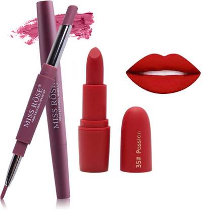 MISS ROSE lipstick with lip liner Sweet Girl 2 and Matte passion 35