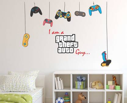 Tuffuk 100 cm Grand Theft Auto | Wall Stickers |PVC Vinyl| Non-Reusable Sticker | Self Adhesive Sticker