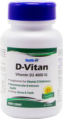 HealthVit D-Vitan Vitamin D3 4000 IU Chewable – 60 Tablets