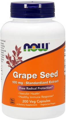 Now Foods Grape Seed, Standardized Extract, 100 mg, 200 Veg Capsules