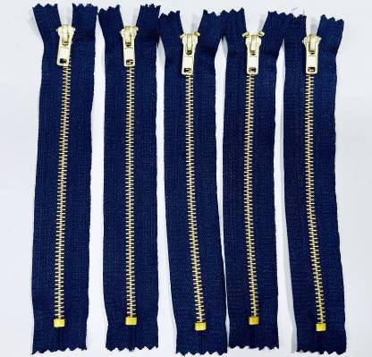 Aapal Collection Aapal Blue Brass Open-ended Zipper(Pack of 5 Pcs) Blue Brass Open-ended Zipper