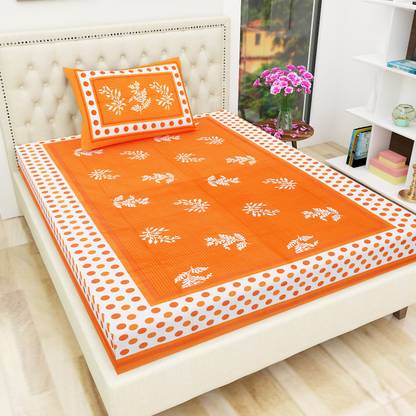 Ubania Collection Cotton Single Flat 140 TC Printed Bedsheet