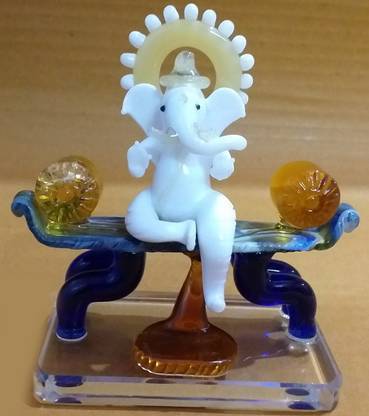 Super Quality White Color Ganesha Ji Decorative Showpiece  -  9 cm