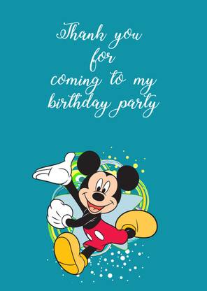FUNCART Mickey Mouse Thank You Invitation Card