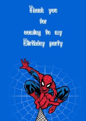 FUNCART Spiderman Thank You Invitation Card
