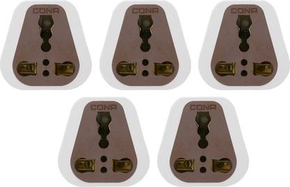 CONA Latest Technology 2496_P5 2496 X5 Converter 3 Pin Multi Universal Plug 6A/16A 240V White (Pack of 5) Power Adapter|3 pin Multi Universal Plug socket|Electric boad 3 Pin Socket|3 Pin adapter|3 pin top 6 amp/16 amp Three Pin Plug