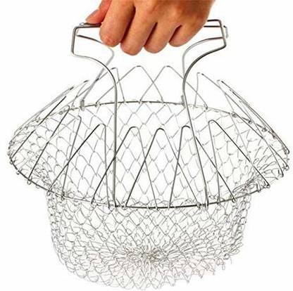 Fidrox Imperia Multifunction Stainless Steel Telescopic Folding Basket Chef Basket Fried Filter Drainage Rack Fruit Basket Kitchen Tools Kitchen Tool Set