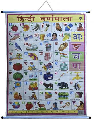 ROLLUP CHART OF HINDI ALPHABET(PIPE MOUNTED) Photographic Paper