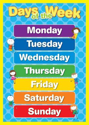 Kids Early Learning Posters For Classroom-Days OF The week Chart Paper Print