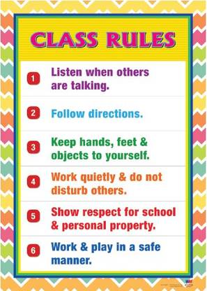 Kids Early Learning Posters For Classroom-Class Rules Paper Print