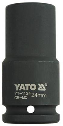 YATO YT-1124 Cold Forged CrMo 3/4 inch Drive Black Phosphated Surface Hexagonal Deep Impact Socket-24mm Socket Set