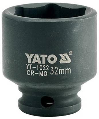 YATO YT-1022 Cold Forged CrMo 1/2 inch Drive Black Phosphated Surface Hexagonal Impact Socket-32mm Socket Set