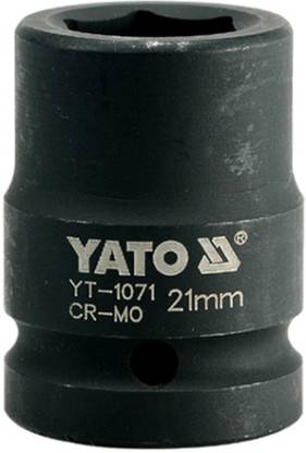 YATO YT-1071 Cold Forged CrMo 3/4 inch Drive Black Phosphated Surface Hexagonal Impact Socket-21mm Socket Set