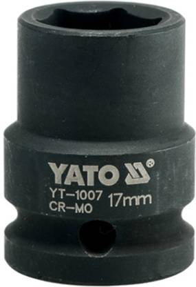 YATO YT-1007 Cold Forged CrMo 1/2 inch Drive Black Phosphated Surface Hexagonal Impact Socket-17mm Socket Set