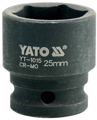 YATO YT-1015 Cold Forged CrMo 1/2 inch Drive Black Phosphated Surface Hexagonal Impact Socket-25mm Socket Set