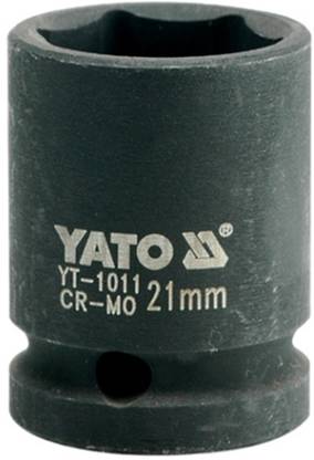 YATO YT-1011 Cold Forged CrMo 1/2 inch Drive Black Phosphated Surface Hexagonal Impact Socket-21mm Socket Set