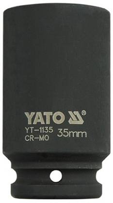 YATO YT-1135 Cold Forged CrMo 3/4 inch Drive Black Phosphated Surface Hexagonal Deep Impact Socket-35mm Socket Set