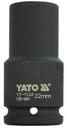 YATO YT-1122 Cold Forged CrMo 3/4 inch Drive Black Phosphated Surface Hexagonal Deep Impact Socket-22mm Socket Set