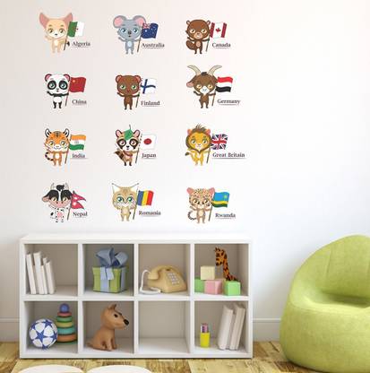 Wallzone 90 cm Country Flag Removable Sticker