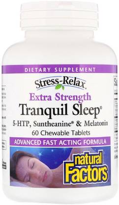 Natural Factors Stress-Relax, Extra Strength Tranquil Sleep, 60 Chewable Tablets