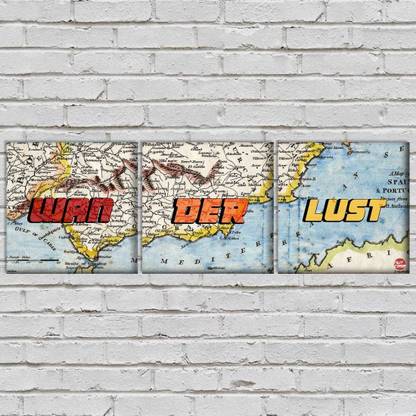 Nutcase Wanderlust Map Design Digital Reprint 9 inch x 9 inch Painting